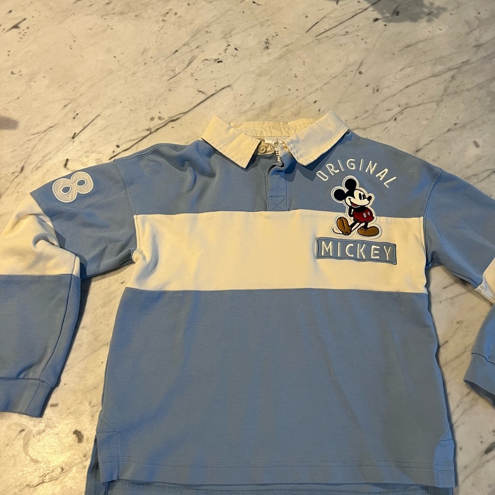 Disney Polo Shirt Blue and Cream Casual Style